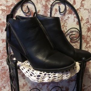 Boots, Hayley Ankle, Black Leather, side zipper, 3” Heels, Size 8